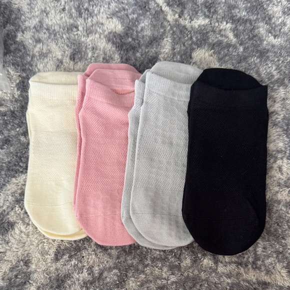 Set of Four Grip Yoga Pilates Socks - Black, Pink, Cream, Grey - Picture 1 of 4